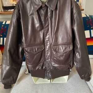 Avirex Dark Brown Leather Bomber Jacket
